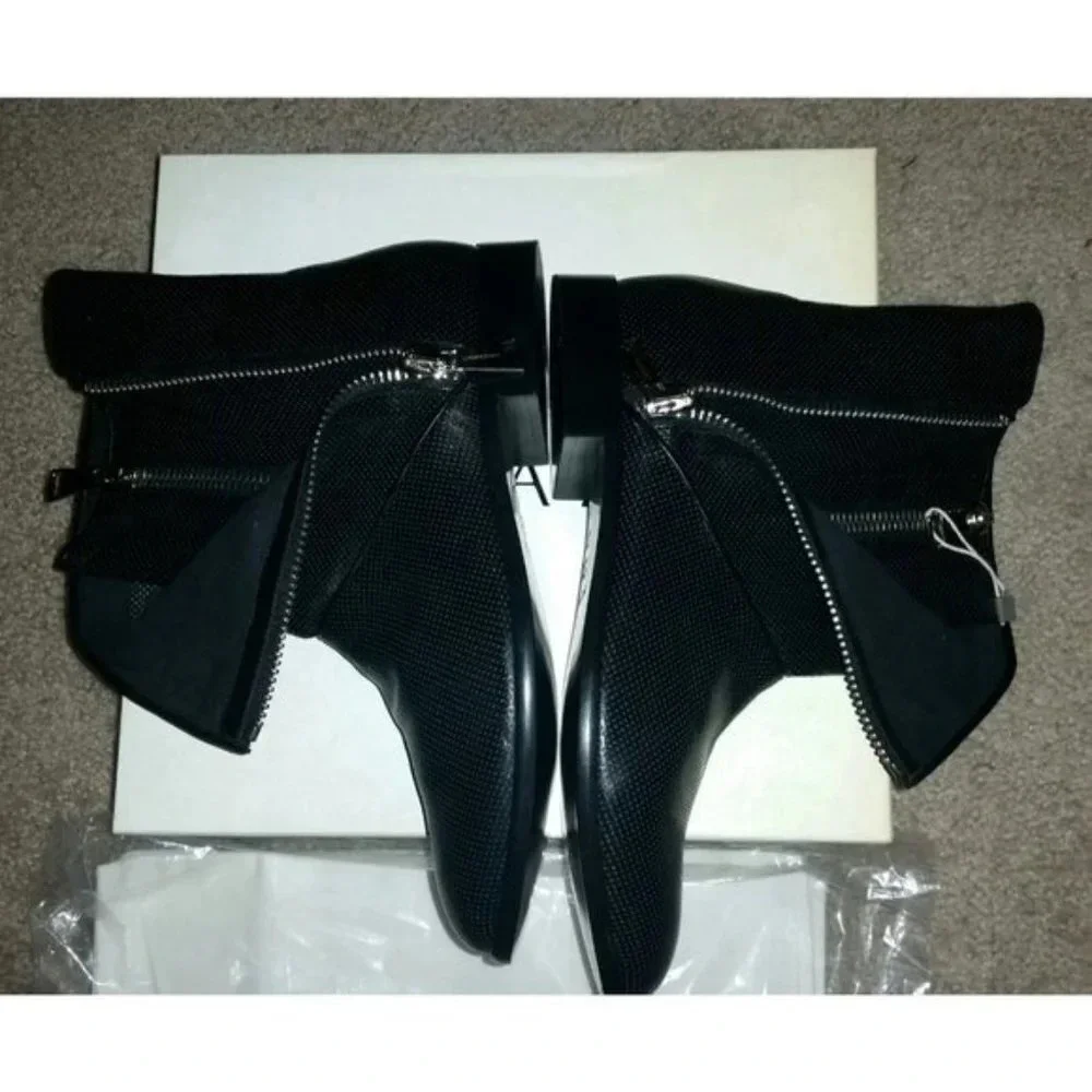Casadei Black Leather Mesh Look 2 Style Ankle Boot, Sz 40 / IT 10 / US 9.5 - Picture 10 of 12